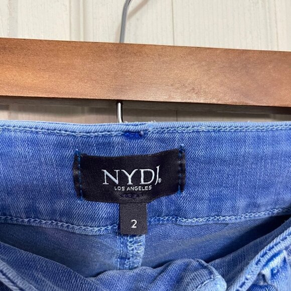 NYDJ Women's Parisian Blue Colored Raw Hem Sheri Ankle Straight Stretch Jeans 2 - Picture 3 of 11